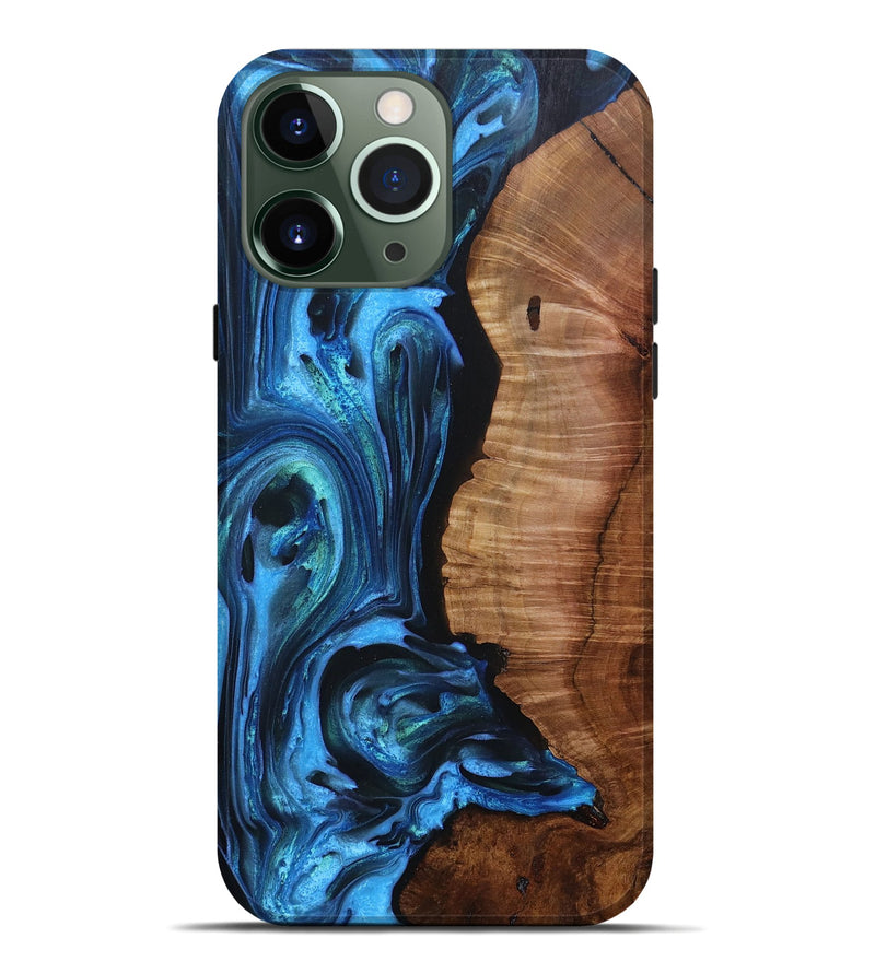 iPhone 13 Pro Max Wood+Resin Live Edge Phone Case - Isiah (Blue, 693812)