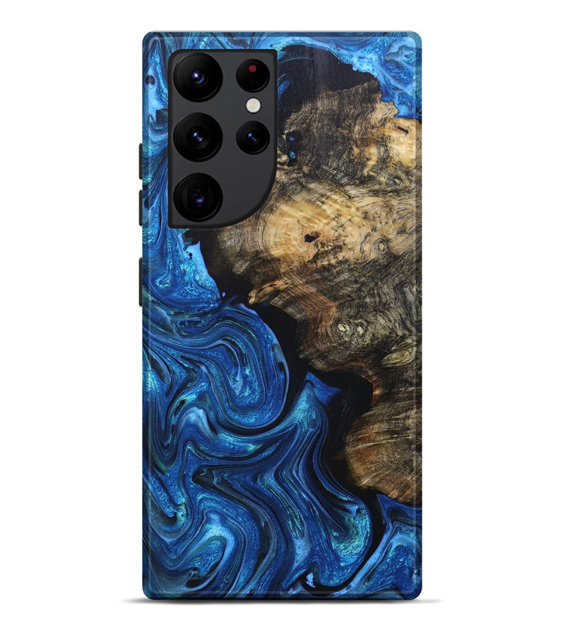 Galaxy S22 Ultra Wood+Resin Live Edge Phone Case - Talia (Blue, 693813)