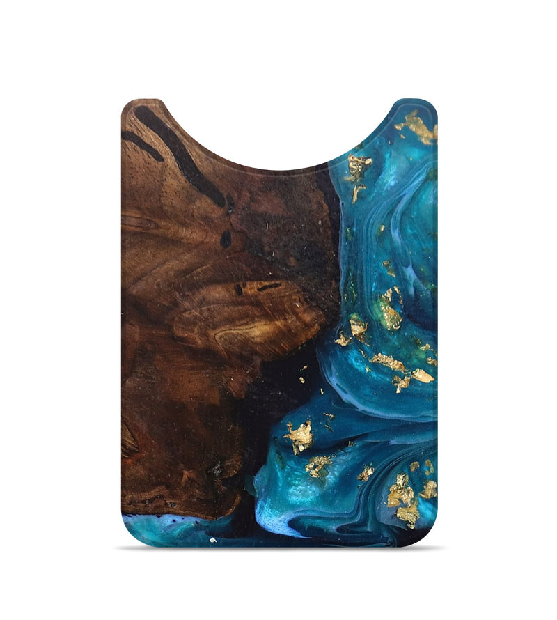 Live Edge Wood+Resin Wallet - Raul (Teal & Gold, 693820)