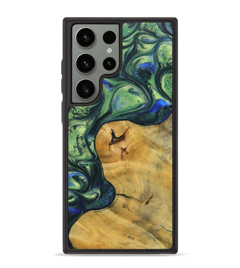 Galaxy S23 Ultra Wood+Resin Phone Case - Elle (Green, 693915)