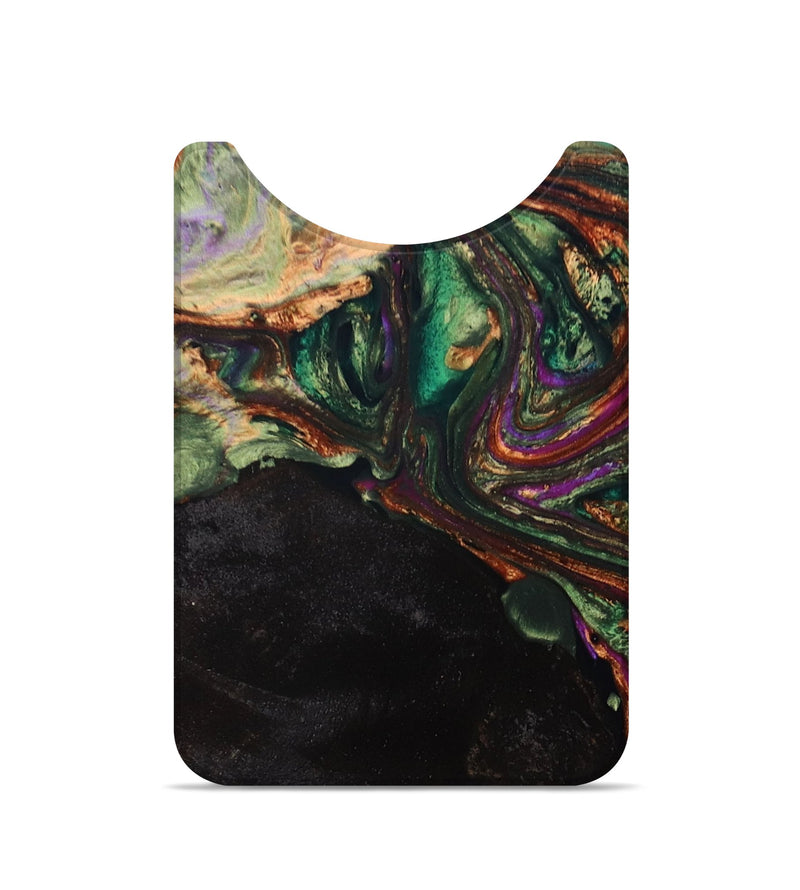 Live Edge Wood+Resin Wallet - Phyllis (Teal & Gold, 693937)