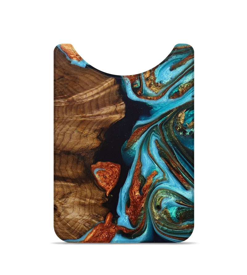 Live Edge Wood+Resin Wallet - Claire (Teal & Gold, 693939)