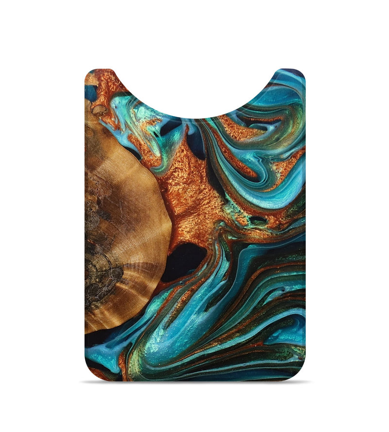 Live Edge Wood+Resin Wallet - Marissa (Teal & Gold, 693940)