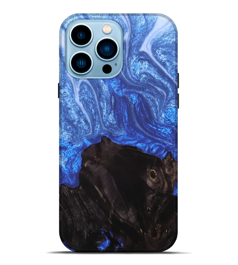 iPhone 14 Pro Max Wood+Resin Live Edge Phone Case - Cole (Blue, 693947)