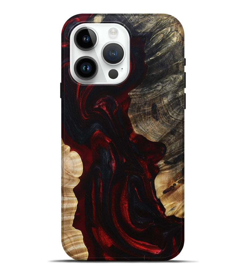 iPhone 15 Pro Max Wood+Resin Live Edge Phone Case - Emma (Red, 693949)