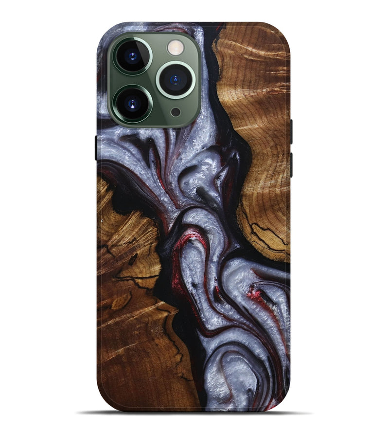 iPhone 13 Pro Max Wood+Resin Live Edge Phone Case - Angie (Red, 693952)