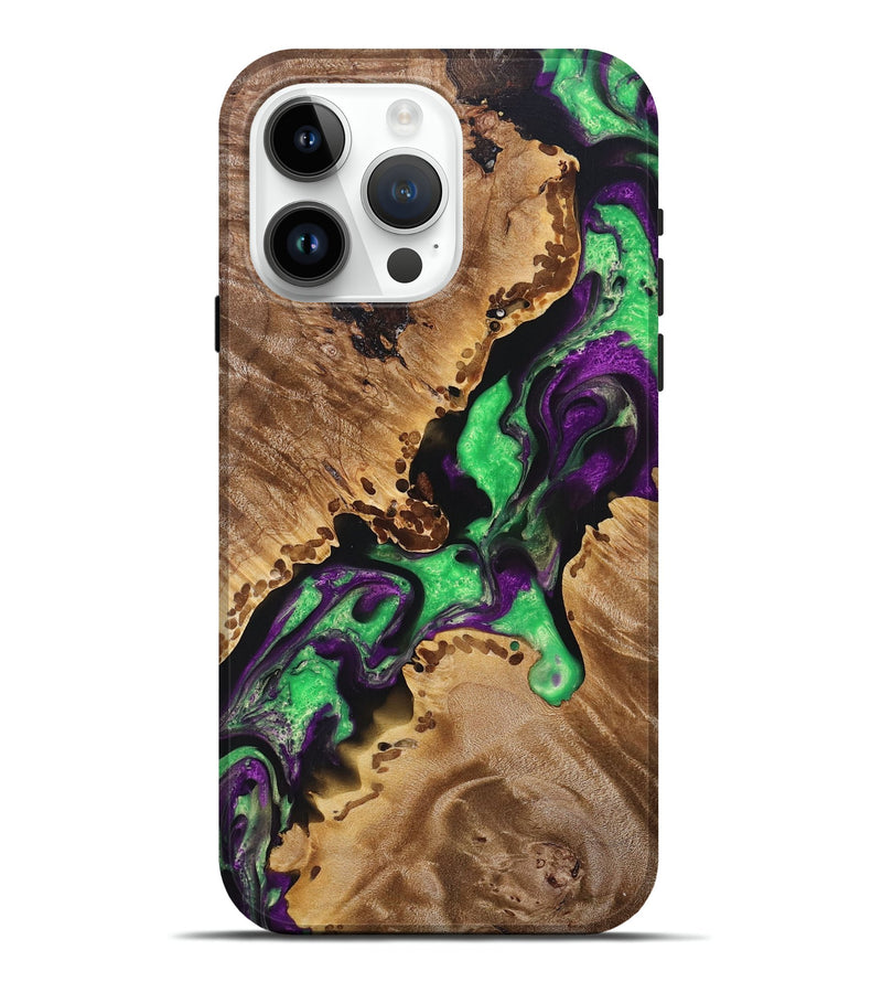 iPhone 15 Pro Max Wood+Resin Live Edge Phone Case - Thomas (Purple, 693961)