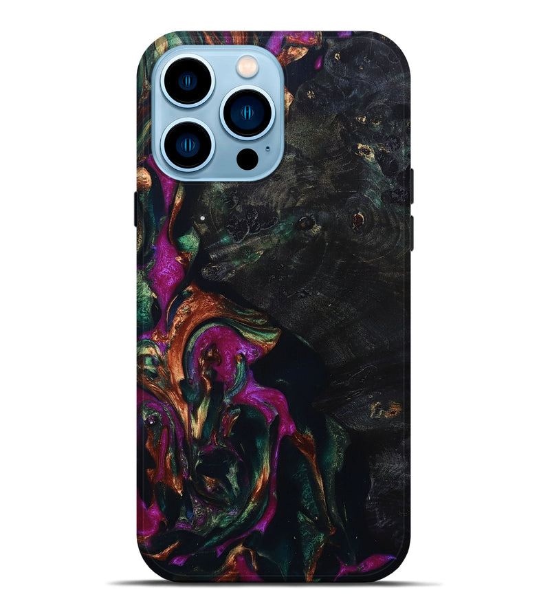 iPhone 14 Pro Max Wood+Resin Live Edge Phone Case - Kellan (Green, 693966)