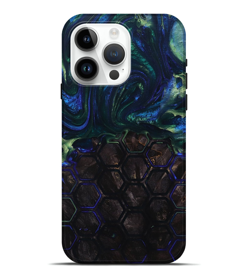 iPhone 15 Pro Max Wood+Resin Live Edge Phone Case - Paola (Pattern, 693976)
