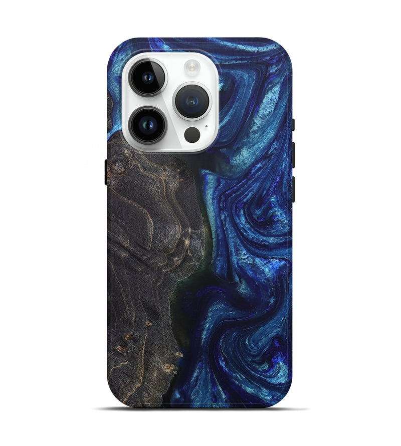 iPhone 15 Pro Wood+Resin Live Edge Phone Case - Winston (Blue, 694000)
