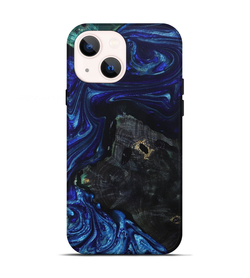 iPhone 13 Wood+Resin Live Edge Phone Case - Benjamin (Blue, 694002)
