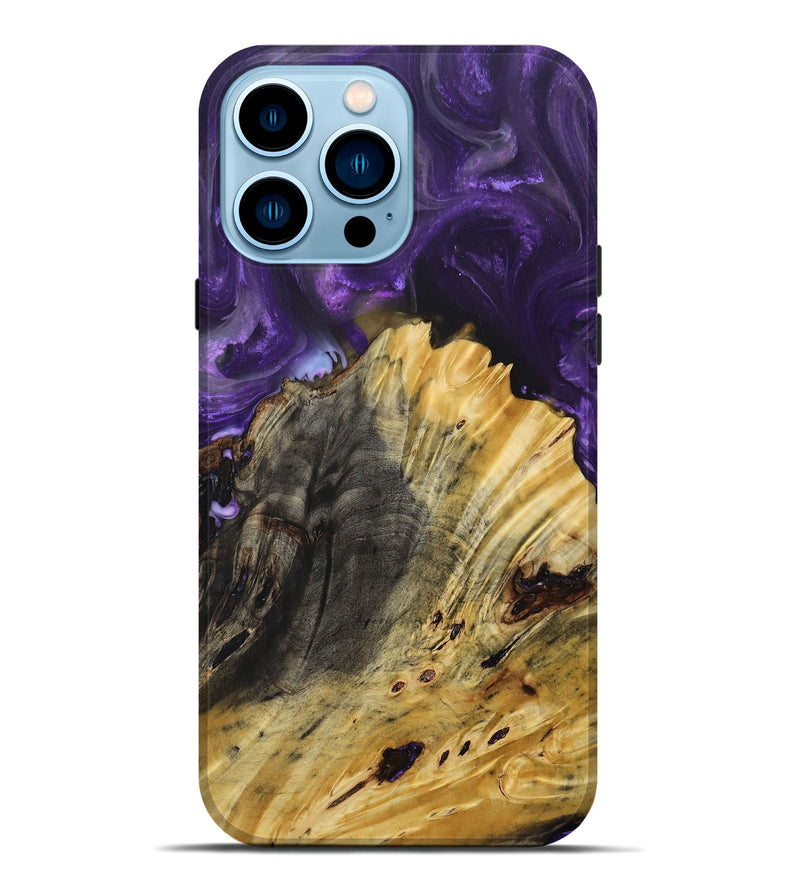 iPhone 14 Pro Max Wood+Resin Live Edge Phone Case - Christian (Purple, 694004)
