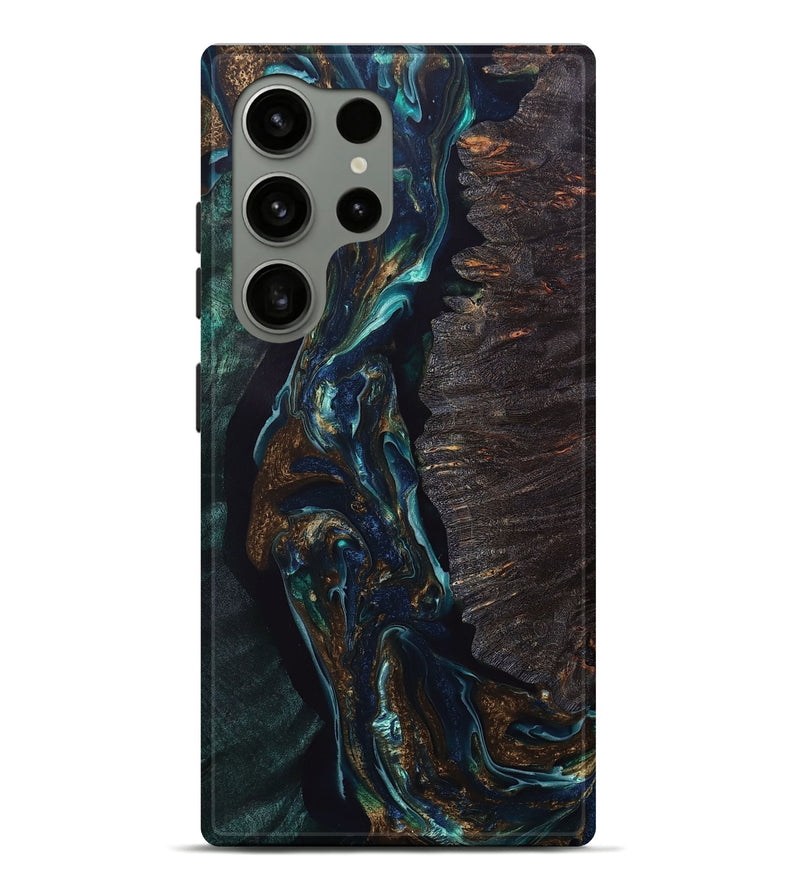 Galaxy S24 Ultra Wood+Resin Live Edge Phone Case - Terry (Teal & Gold, 694006)