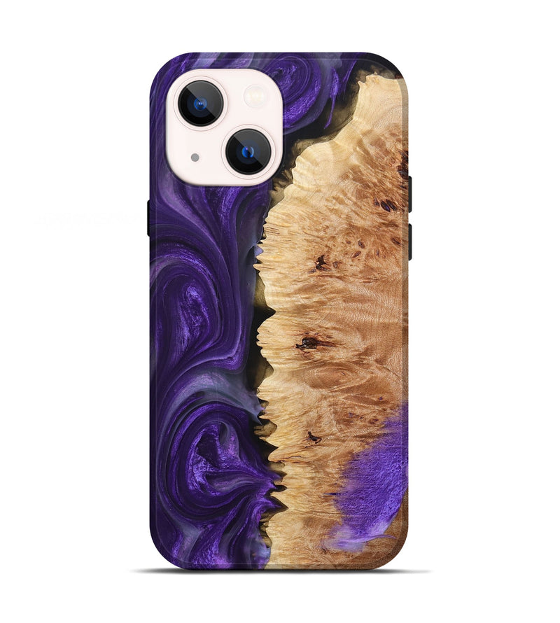 iPhone 13 Wood+Resin Live Edge Phone Case - Gretchen (Purple, 694008)
