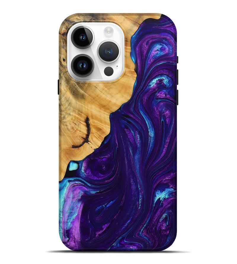 iPhone 15 Pro Max Wood+Resin Live Edge Phone Case - Mikayla (Purple, 694009)