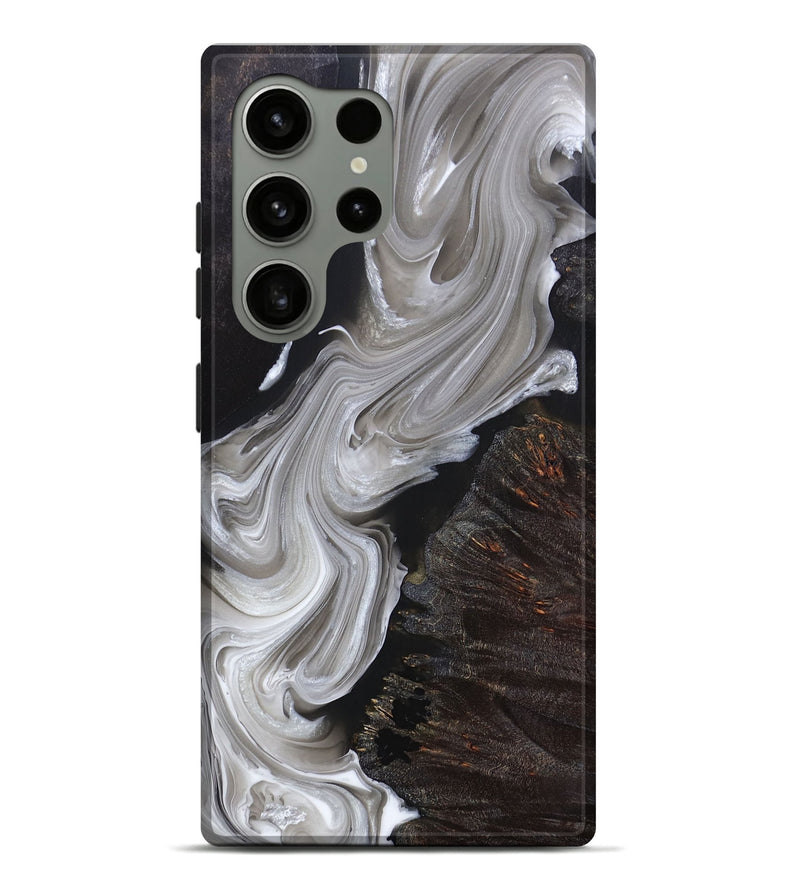 Galaxy S24 Ultra Wood+Resin Live Edge Phone Case - Martha (Black & White, 694020)