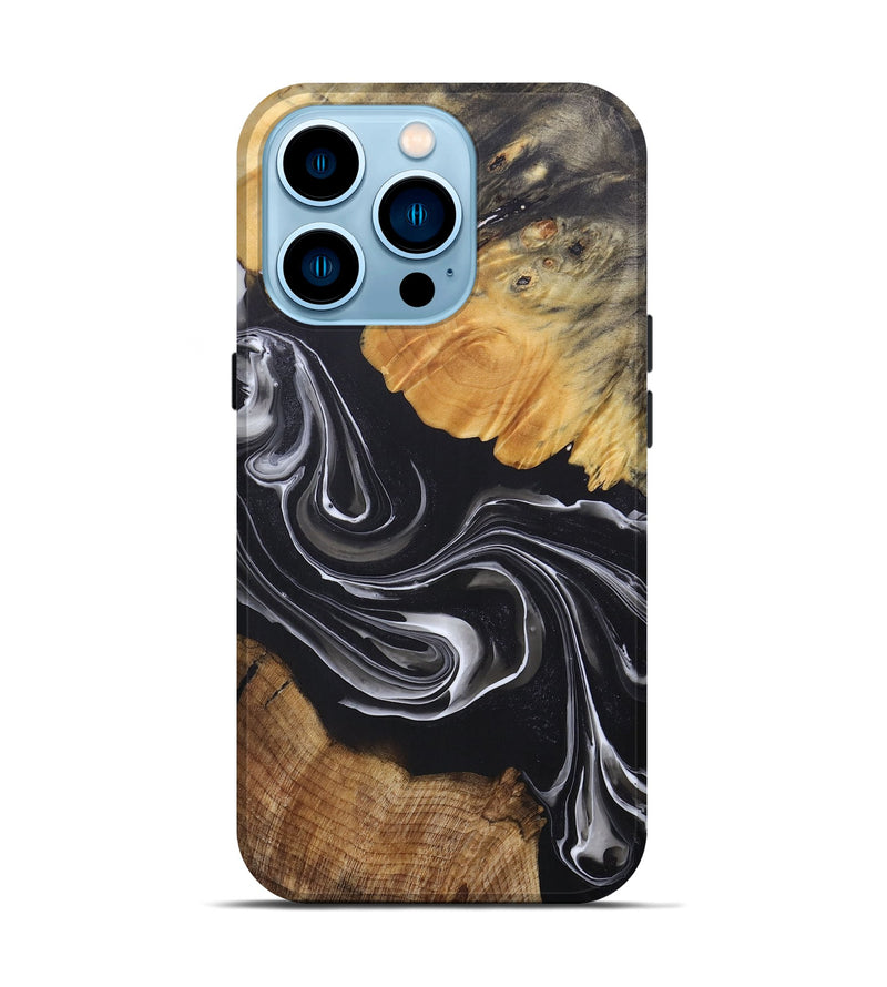 iPhone 14 Pro Wood+Resin Live Edge Phone Case - Wendy (Black & White, 694022)