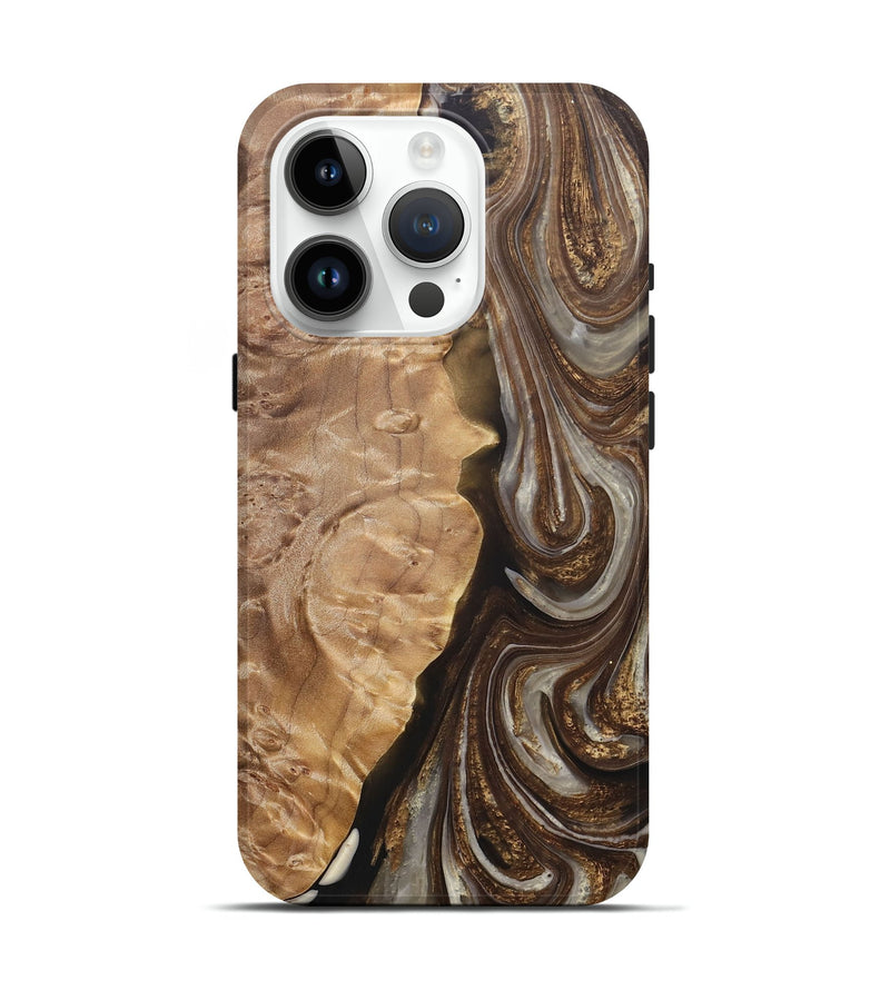 iPhone 15 Pro Wood+Resin Live Edge Phone Case - Sergio (Black & White, 694024)