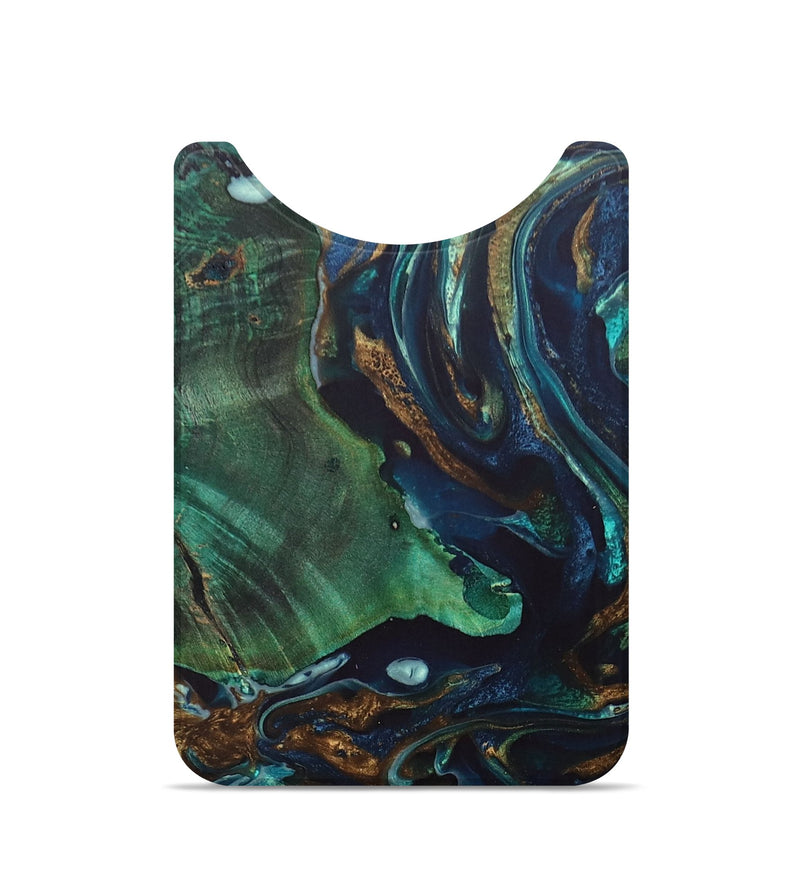 Live Edge Wood+Resin Wallet - Ericka (Teal & Gold, 694042)