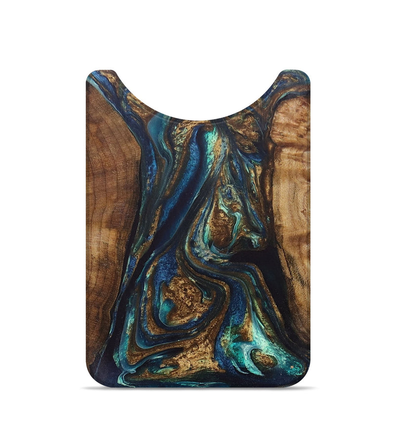 Live Edge Wood+Resin Wallet - Katie (Teal & Gold, 694057)