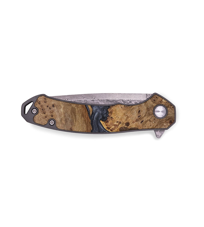 EDC Wood+Resin Pocket Knife - Roger (Pure Black, 694262)