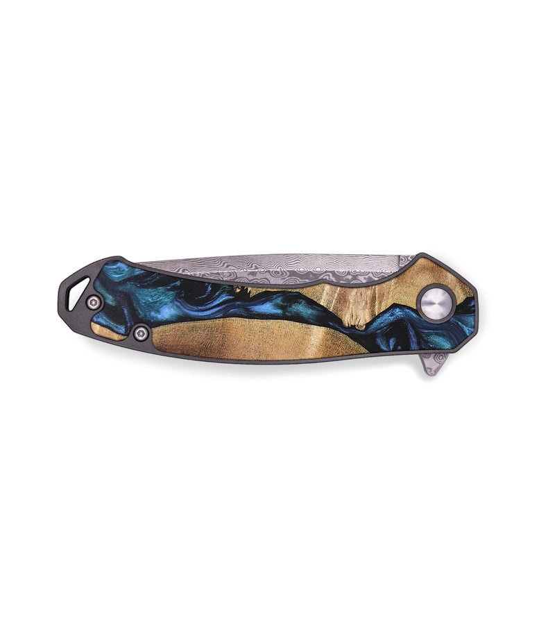 EDC Wood+Resin Pocket Knife - Becky (Blue, 694273)