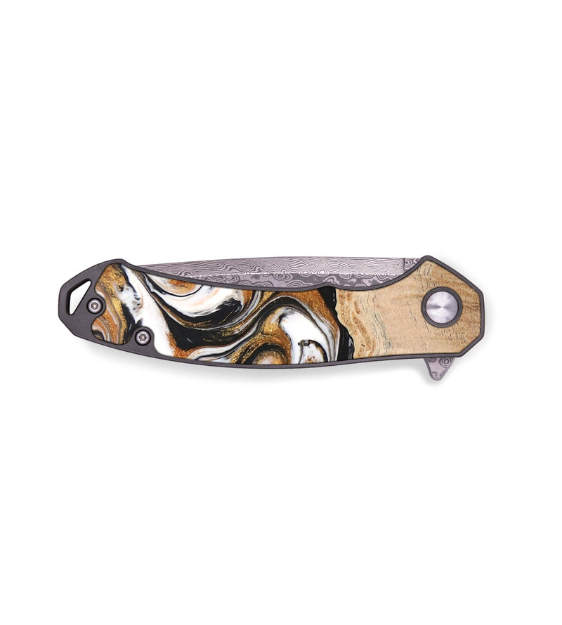 EDC Wood+Resin Pocket Knife - Aliyah (Black & White, 694278)
