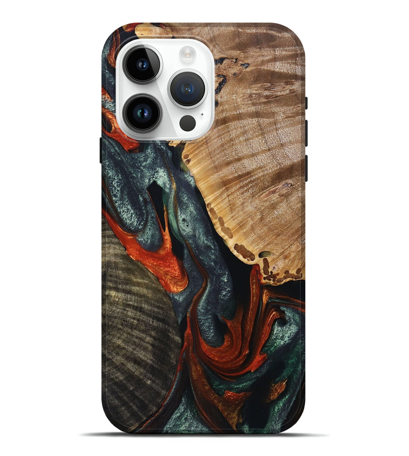 iPhone 15 Pro Max Wood+Resin Live Edge Phone Case - Carolina (Green, 694384)