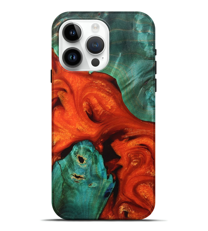 iPhone 15 Pro Max Wood+Resin Live Edge Phone Case - Esther (Red, 694387)