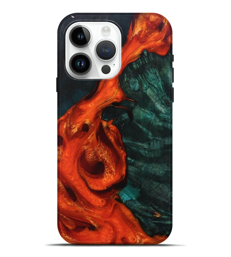 iPhone 15 Pro Max Wood+Resin Live Edge Phone Case - Beau (Red, 694389)
