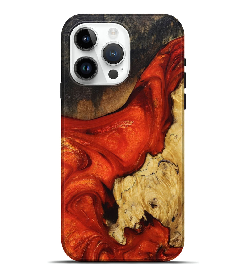 iPhone 15 Pro Max Wood+Resin Live Edge Phone Case - Fern (Red, 694390)