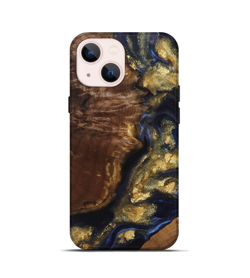 iPhone 13 mini Wood+Resin Live Edge Phone Case - Katelyn (Blue, 694391)