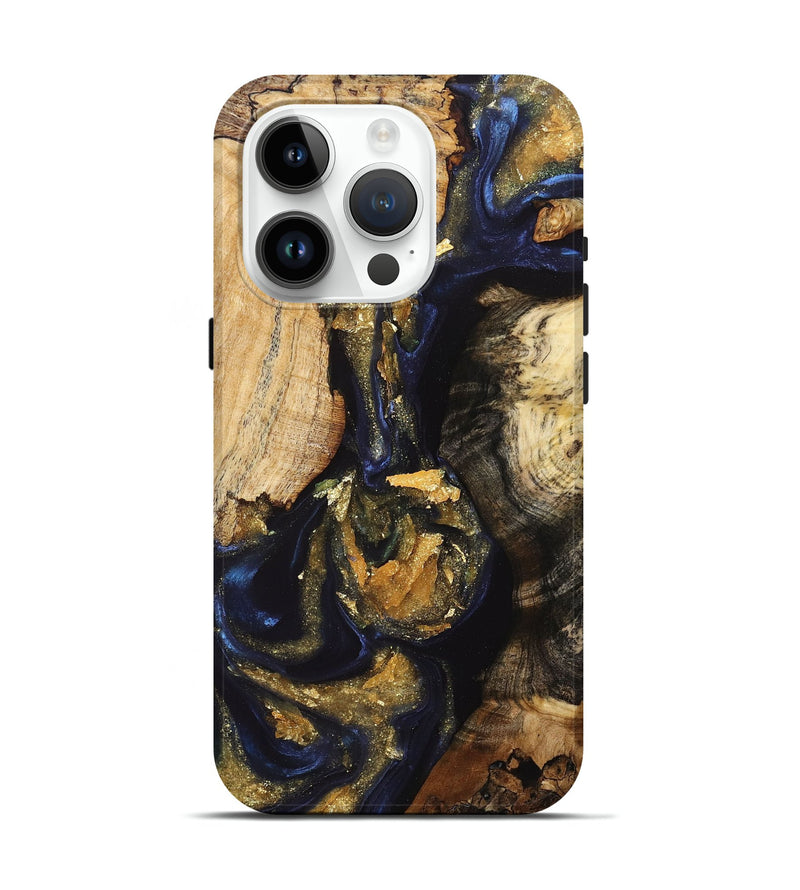 iPhone 15 Pro Wood+Resin Live Edge Phone Case - Lynn (Blue, 694392)