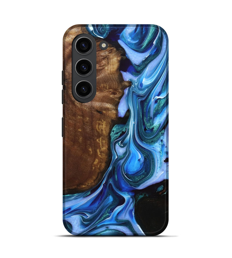 Galaxy S23 Wood+Resin Live Edge Phone Case - Becky (Blue, 694399)