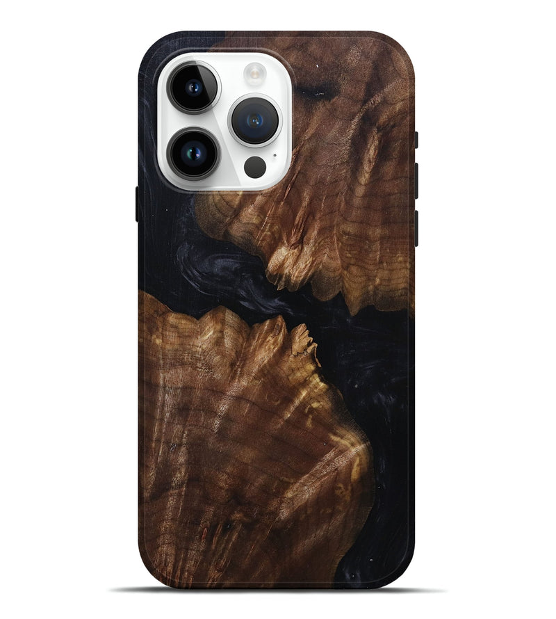 iPhone 15 Pro Max Wood+Resin Live Edge Phone Case - Chloe (Pure Black, 694873)