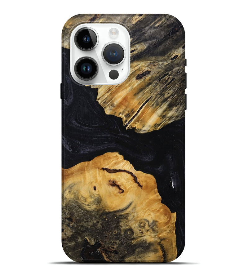 iPhone 15 Pro Max Wood+Resin Live Edge Phone Case - Katelyn (Pure Black, 694874)