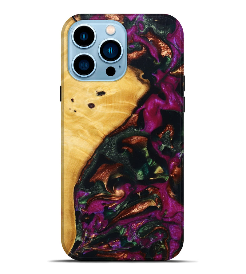 iPhone 14 Pro Max Wood+Resin Live Edge Phone Case - Weston (Green, 694875)