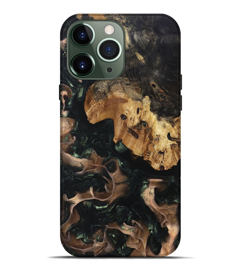 iPhone 13 Pro Max Wood+Resin Live Edge Phone Case - Jeff (Green, 694881)