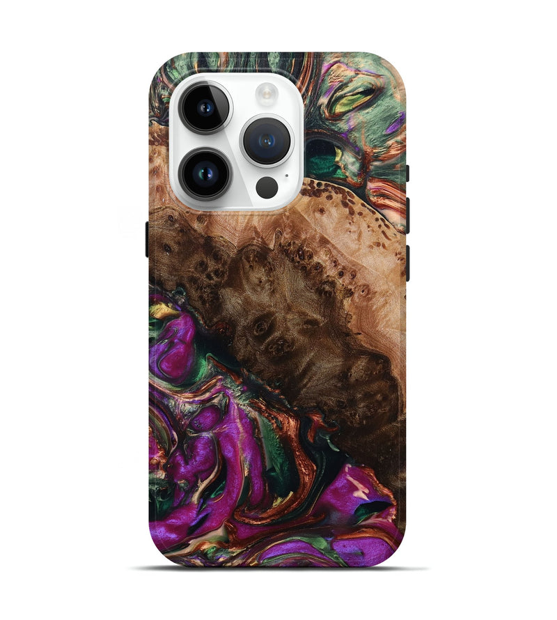 iPhone 15 Pro Wood+Resin Live Edge Phone Case - Mckenzie (Green, 694883)