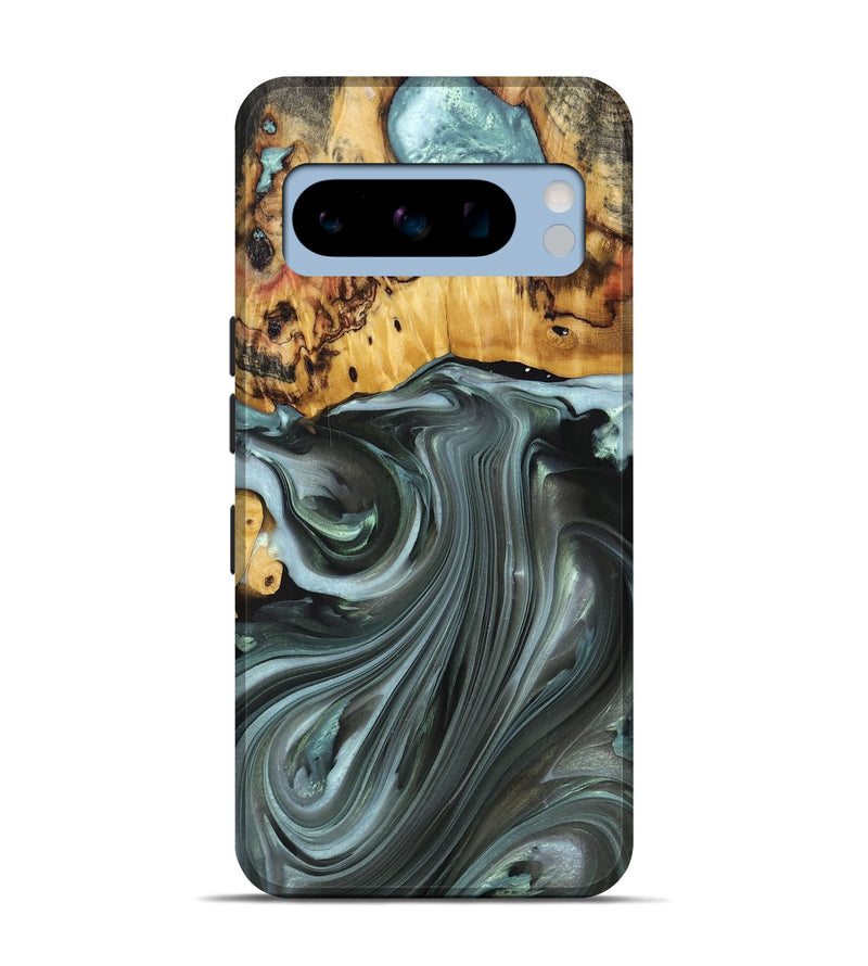 Pixel 8 Pro Wood+Resin Live Edge Phone Case - Teresa (Green, 694885)