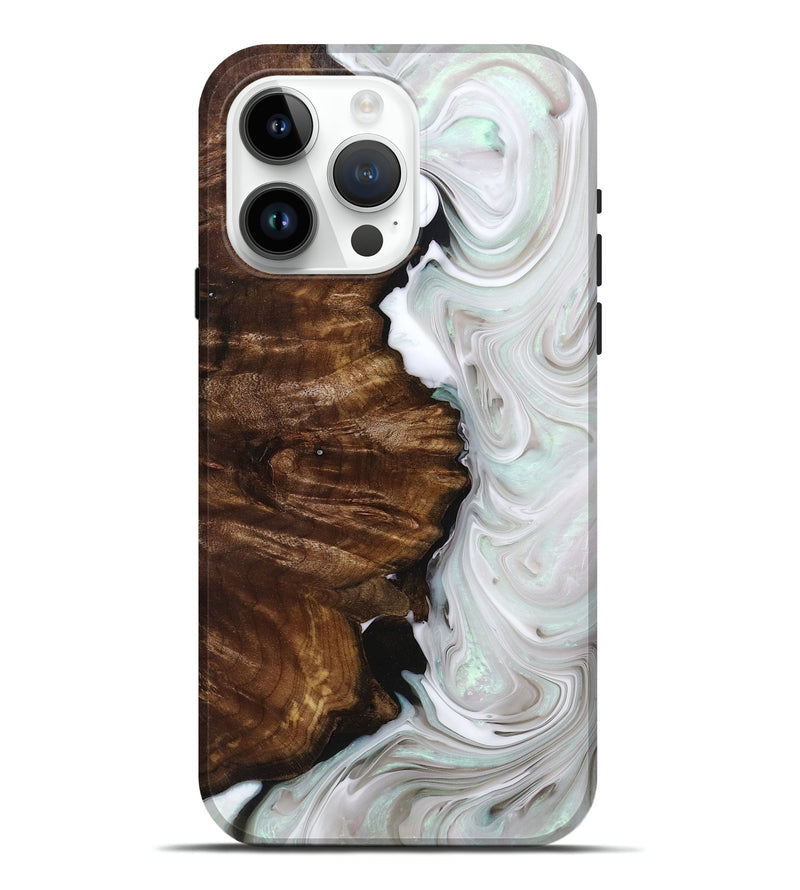 iPhone 15 Pro Max Wood+Resin Live Edge Phone Case - Ashanti (Black & White, 694887)