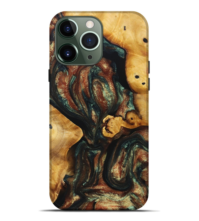 iPhone 13 Pro Max Wood+Resin Live Edge Phone Case - Walker (Green, 694961)