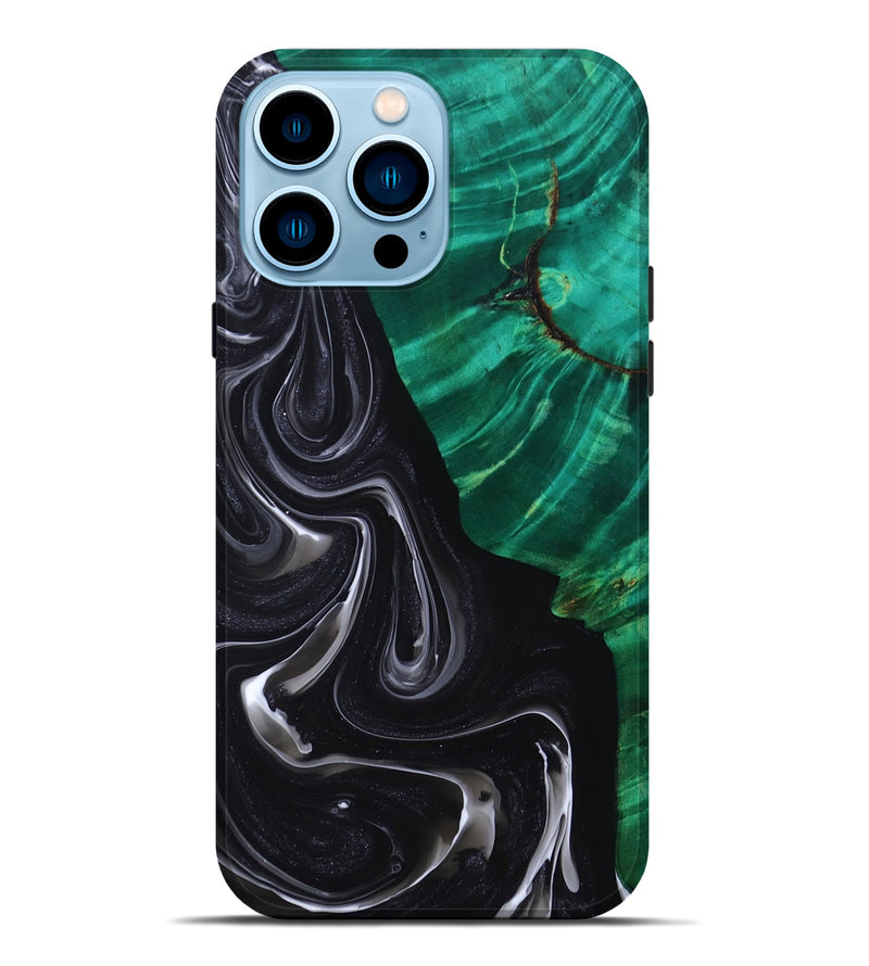 iPhone 14 Pro Max Wood+Resin Live Edge Phone Case - Toni (Black & White, 694976)