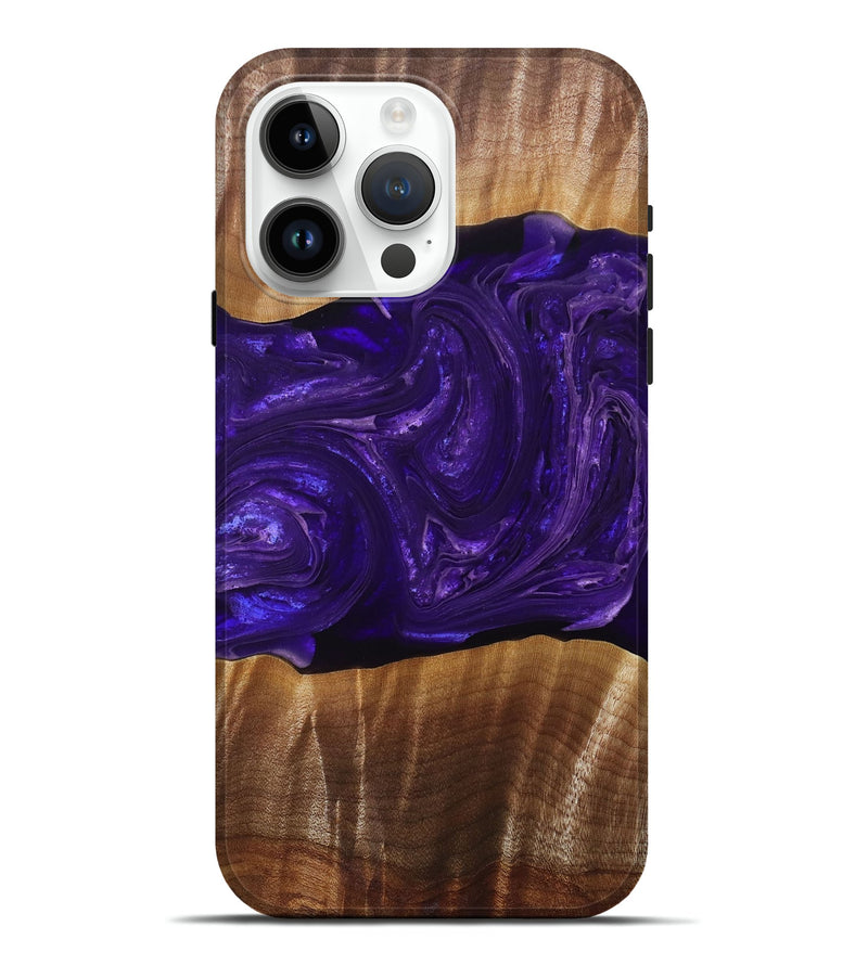 iPhone 15 Pro Max Wood+Resin Live Edge Phone Case - Frank (Purple, 694979)