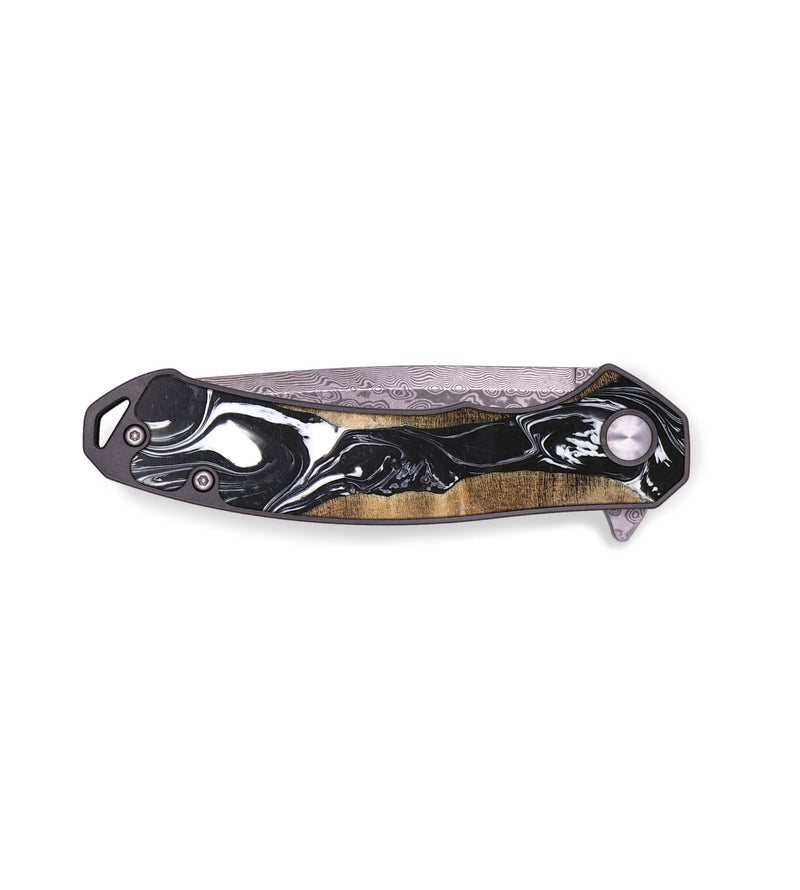 EDC Wood+Resin Pocket Knife - Beatrice (Black & White, 694997)