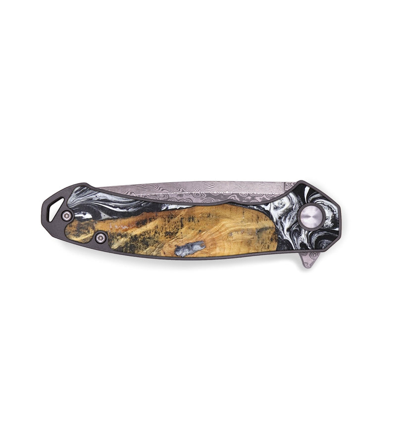 EDC Wood+Resin Pocket Knife - Keegan (Black & White, 695000)