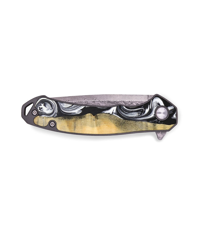 EDC Wood+Resin Pocket Knife - Yasmin (Black & White, 695003)