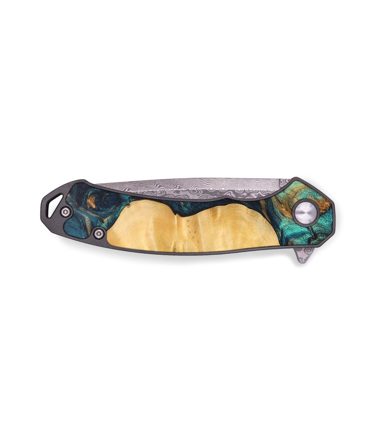 EDC Wood+Resin Pocket Knife - Jordan (Teal & Gold, 695004)