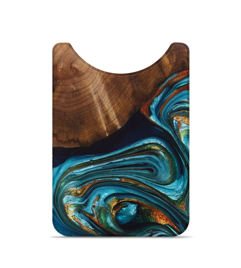 Live Edge Wood+Resin Wallet - Stefanie (Teal & Gold, 695033)