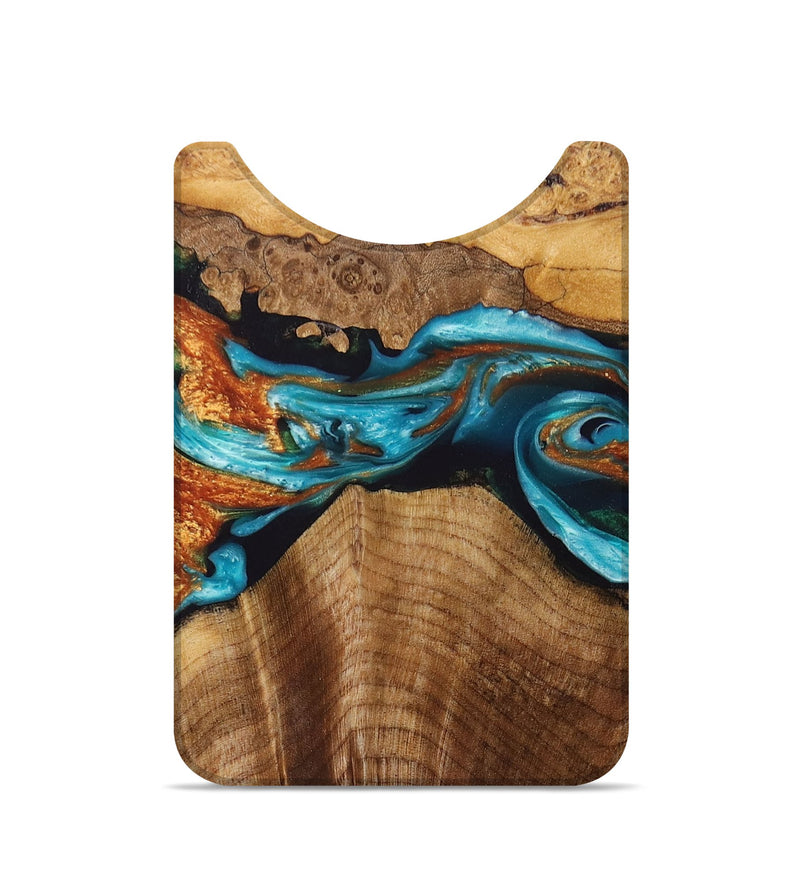 Live Edge Wood+Resin Wallet - Cedric (Teal & Gold, 695034)